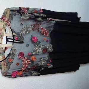 Cotton Bleu - Gorgeous sheer black dress with embroidery!